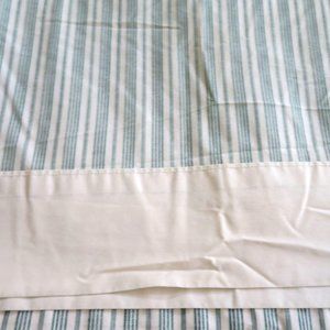 Vintage JC Penny Queen Flat Sheet Green White Stripe Percale USA Made